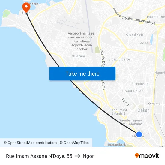 Rue Imam Assane N'Doye, 55 to Ngor map
