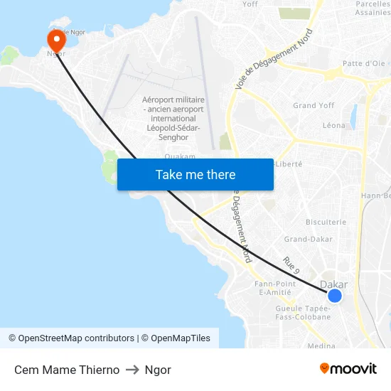 Cem Mame Thierno to Ngor map