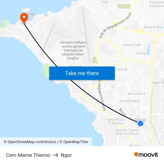 Cem Mame Thierno to Ngor map