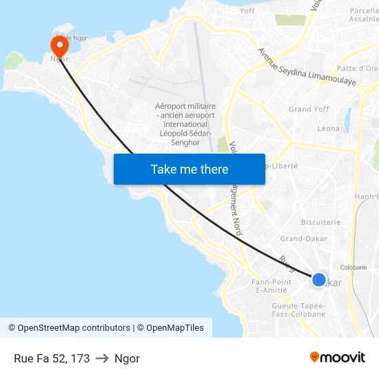 Rue Fa 52, 173 to Ngor map