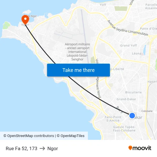 Rue Fa 52, 173 to Ngor map