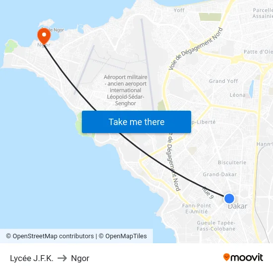 Lycée J.F.K. to Ngor map