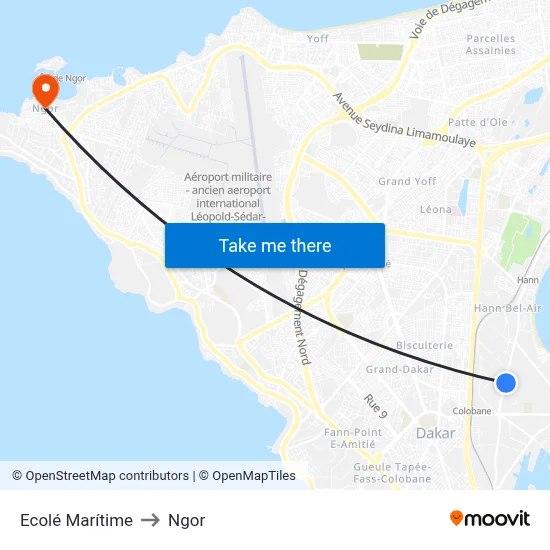 Ecolé Marítime to Ngor map