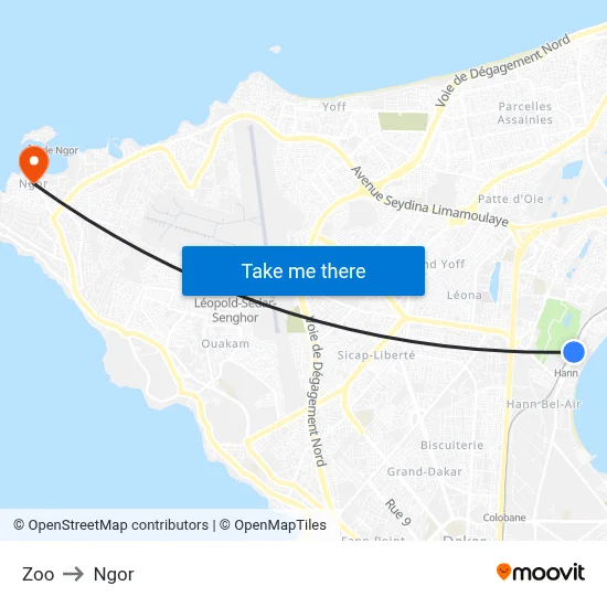 Zoo to Ngor map