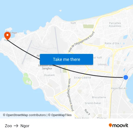 Zoo to Ngor map