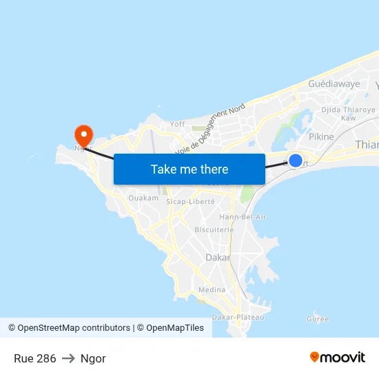 Rue 286 to Ngor map