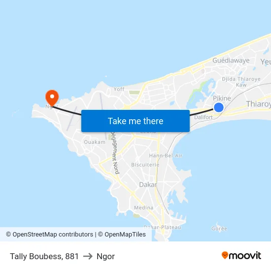 Tally Boubess, 881 to Ngor map