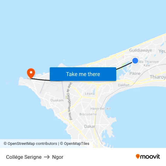 Collége Serigne to Ngor map