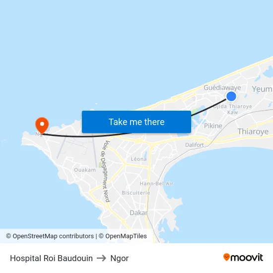 Hospital Roi Baudouin to Ngor map