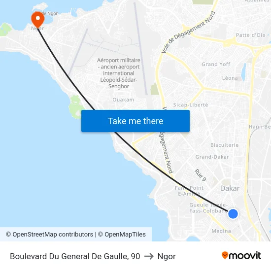 Boulevard Du General De Gaulle, 90 to Ngor map