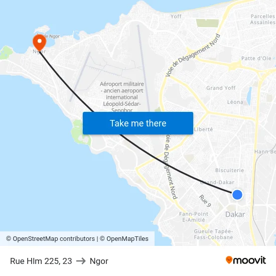 Rue Hlm 225, 23 to Ngor map