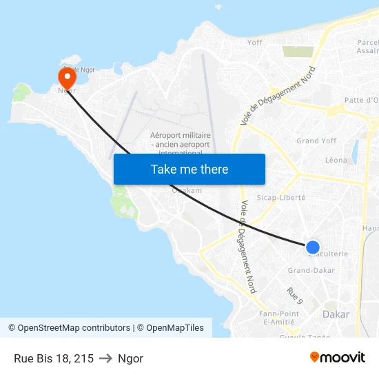 Rue Bis 18, 215 to Ngor map