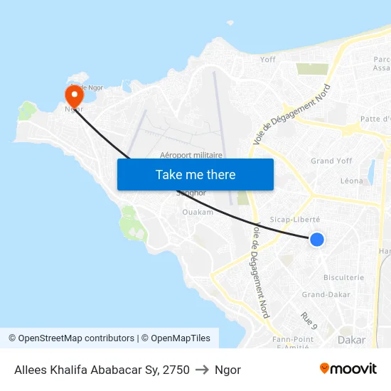 Allees Khalifa Ababacar Sy, 2750 to Ngor map