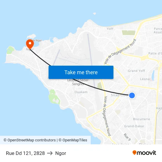 Rue Dd 121, 2828 to Ngor map