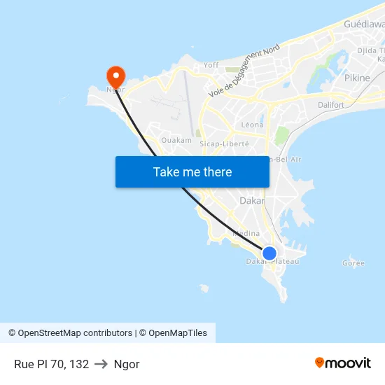 Rue Pl 70, 132 to Ngor map