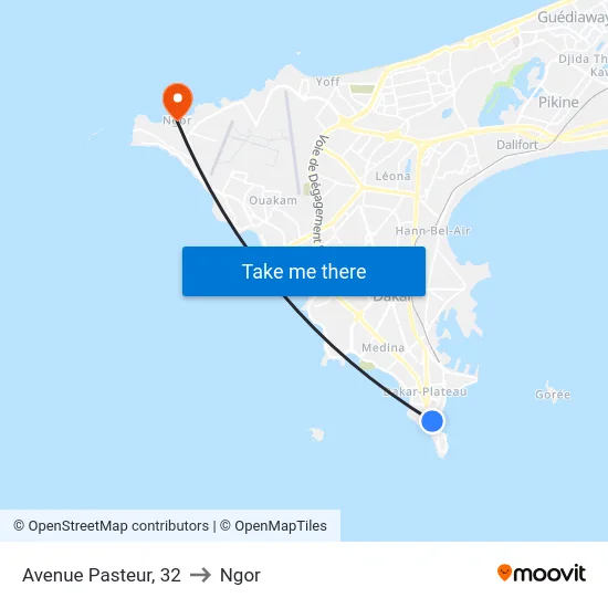 Avenue Pasteur, 32 to Ngor map
