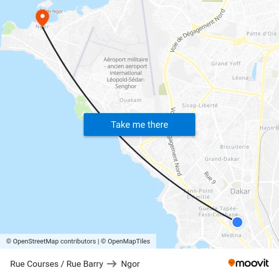 Rue Courses / Rue Barry to Ngor map