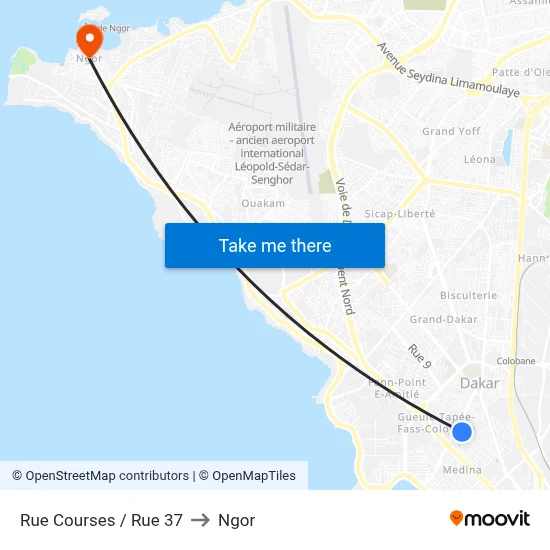 Rue Courses / Rue 37 to Ngor map