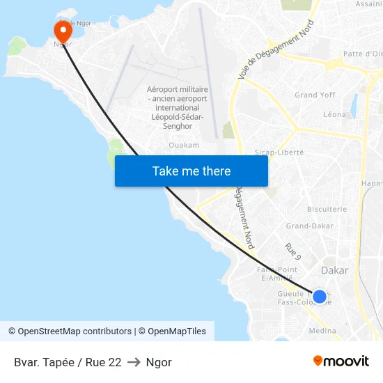 Bvar. Tapée / Rue 22 to Ngor map
