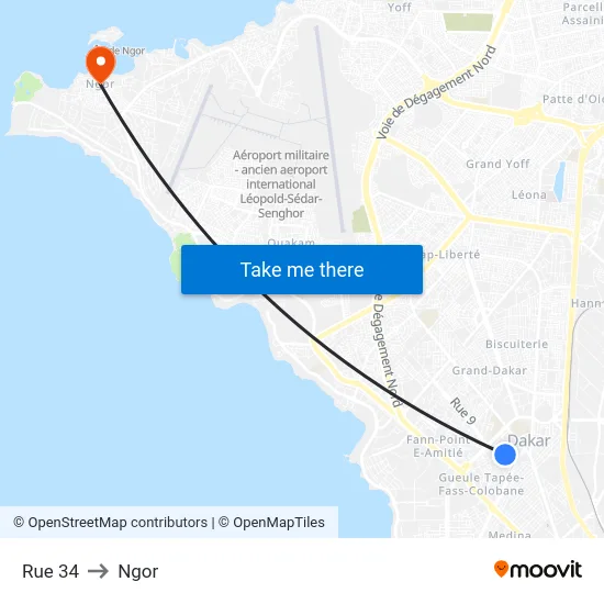 Rue 34 to Ngor map