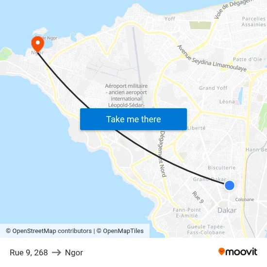 Rue 9, 268 to Ngor map