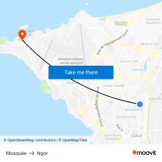 Mosquée to Ngor map