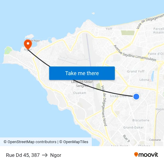 Rue Dd 45, 387 to Ngor map