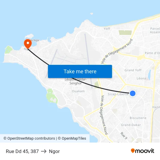 Rue Dd 45, 387 to Ngor map