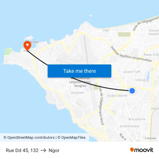 Rue Dd 45, 132 to Ngor map
