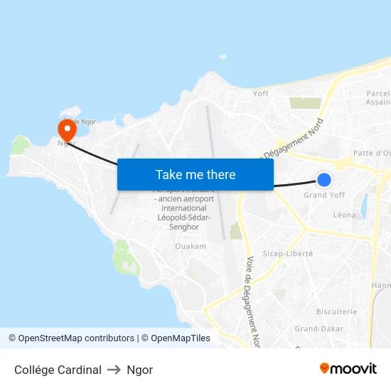 Collége Cardinal to Ngor map