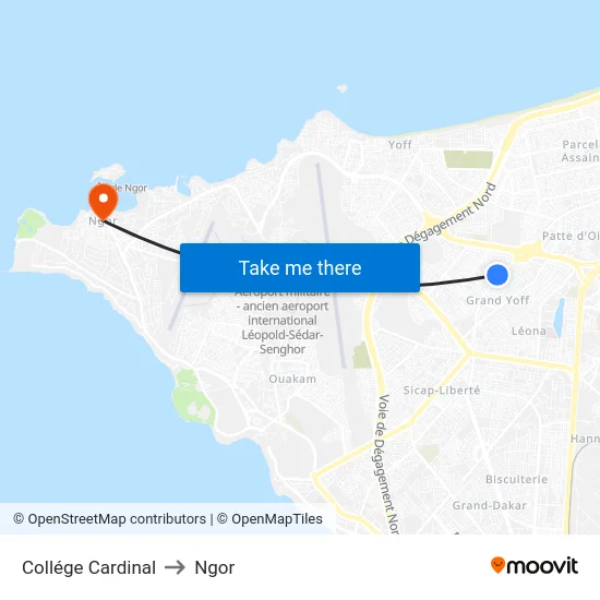 Collége Cardinal to Ngor map