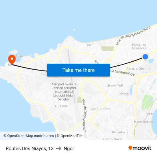 Routes Des Niayes, 13 to Ngor map