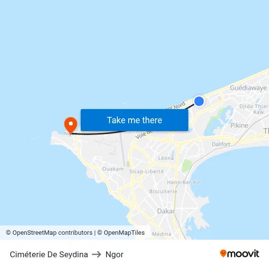 Ciméterie De Seydina to Ngor map