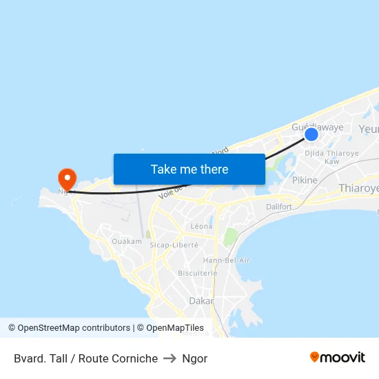 Bvard. Tall / Route Corniche to Ngor map