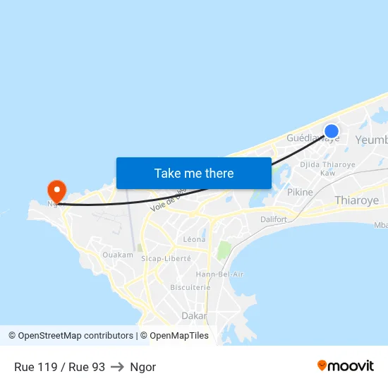 Rue 119 / Rue 93 to Ngor map