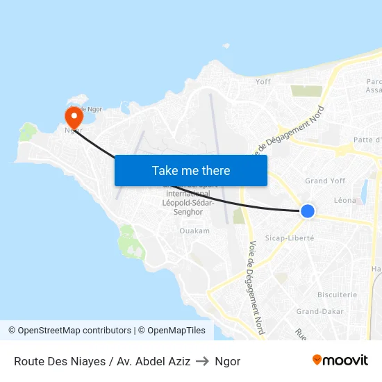 Route Des Niayes / Av. Abdel Aziz to Ngor map