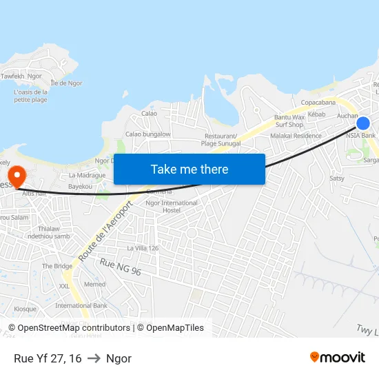 Rue Yf 27, 16 to Ngor map