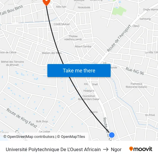 Université Polytechnique De L'Ouest Africain to Ngor map