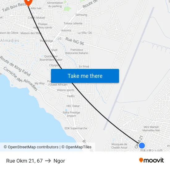 Rue Okm 21, 67 to Ngor map