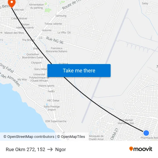 Rue Okm 272, 152 to Ngor map