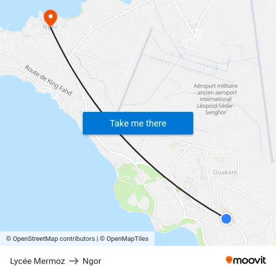Lycée Mermoz to Ngor map