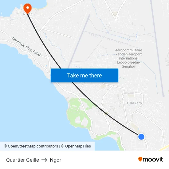 Quartier Geille to Ngor map