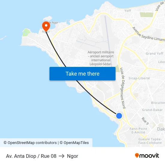 Av. Anta Diop / Rue 08 to Ngor map