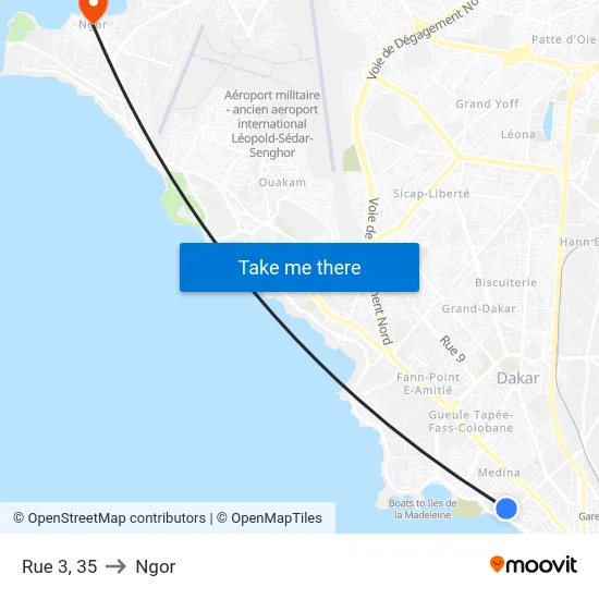 Rue 3, 35 to Ngor map