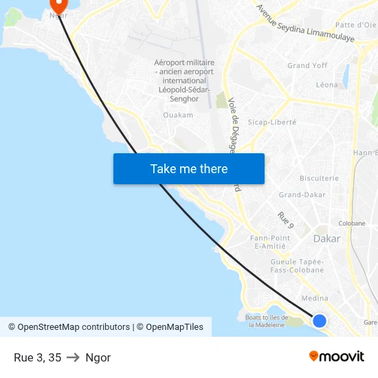 Rue 3, 35 to Ngor map