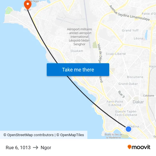 Rue 6, 1013 to Ngor map