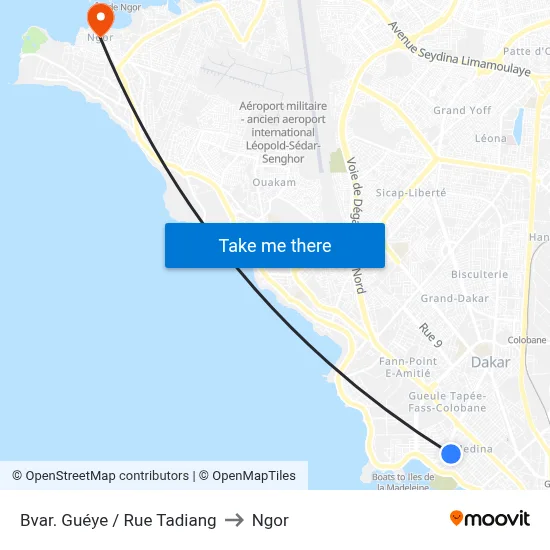 Bvar. Guéye / Rue Tadiang to Ngor map