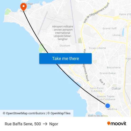 Rue Baffa Sene, 500 to Ngor map