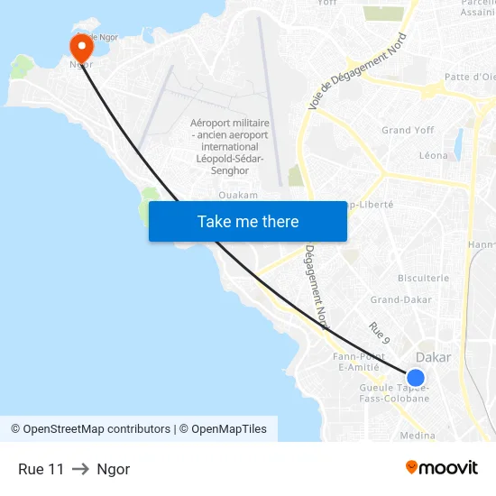 Rue 11 to Ngor map