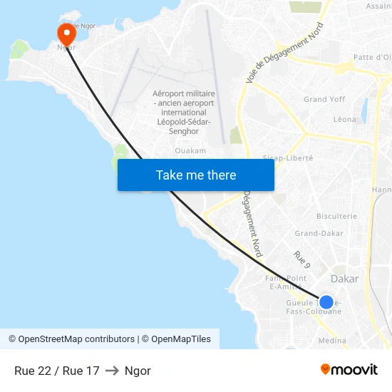 Rue 22 / Rue 17 to Ngor map